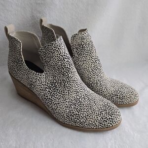 TOMS Kallie Mini Cheetah Suede Wedge Booties, Womens Size 10